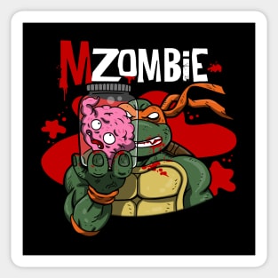 Funny Zombie Ninja Scary Zombie Eating Brains Cartoon Sticker